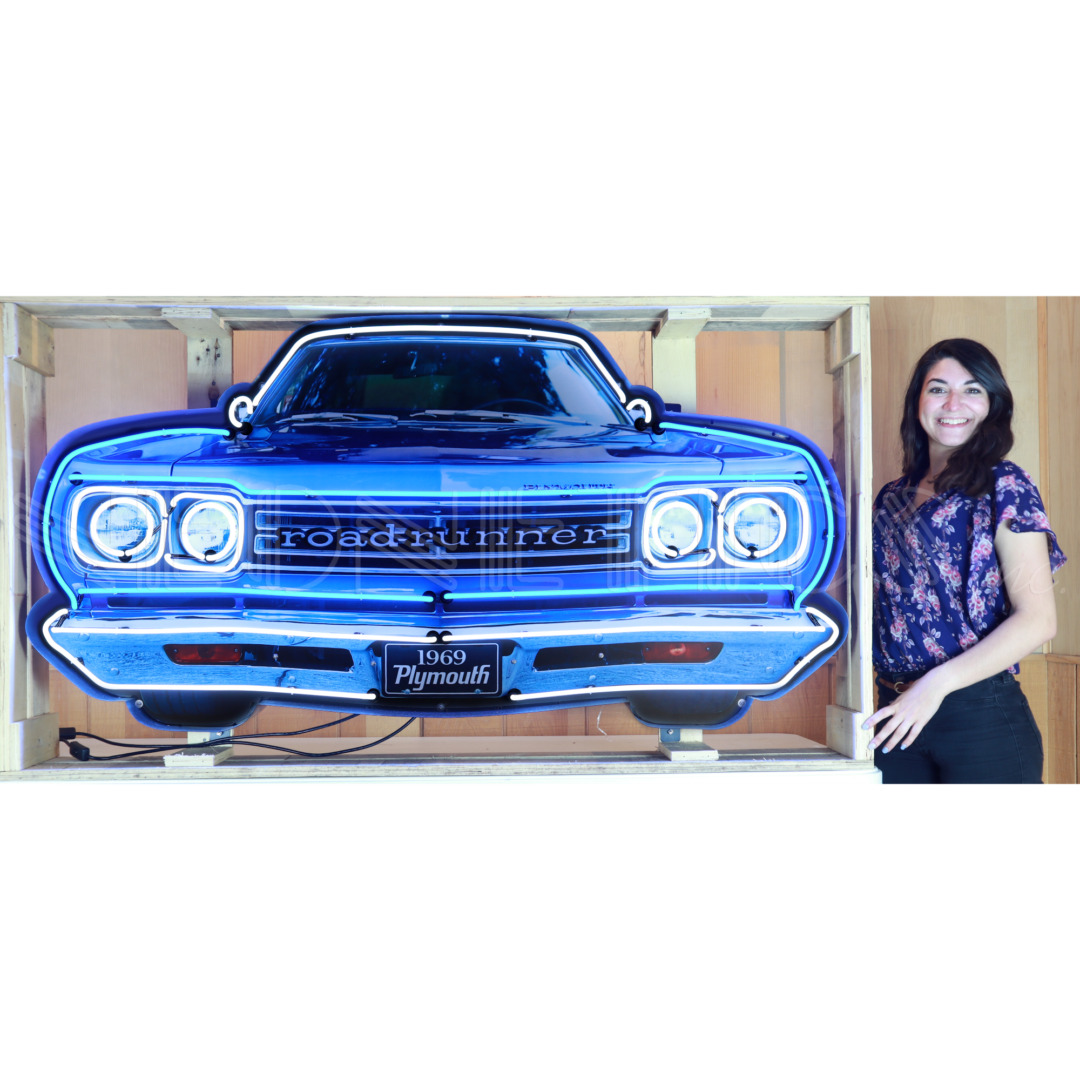Neon Sign in steel Can 5' Plymouth Road Runner Grille 1969 Roadrunner Lamp light