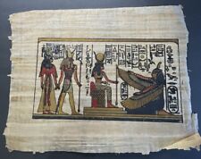 Vintage Egyptian Papyrus Art Hand Painted Nefertari, Maat, Horus & Isis (A) picture