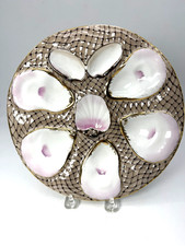 Antique Rare Carl Tielsch & Co Gold Iredescent in Fishnet Pattern Oyster Plate picture