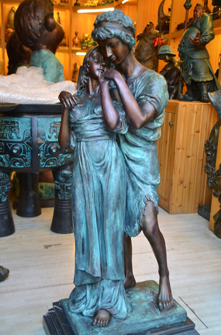 Western Bronze Marble Statue Men And Women Lovers sweetheart Art Deco Statue
