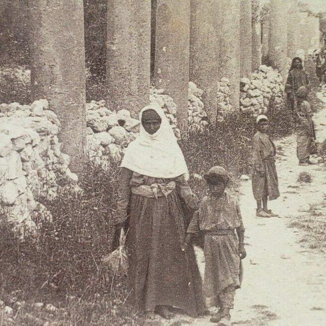 Herod's Street of Columns Samaria Paletine Hebrew Shomron 1900 Photo Stereoview