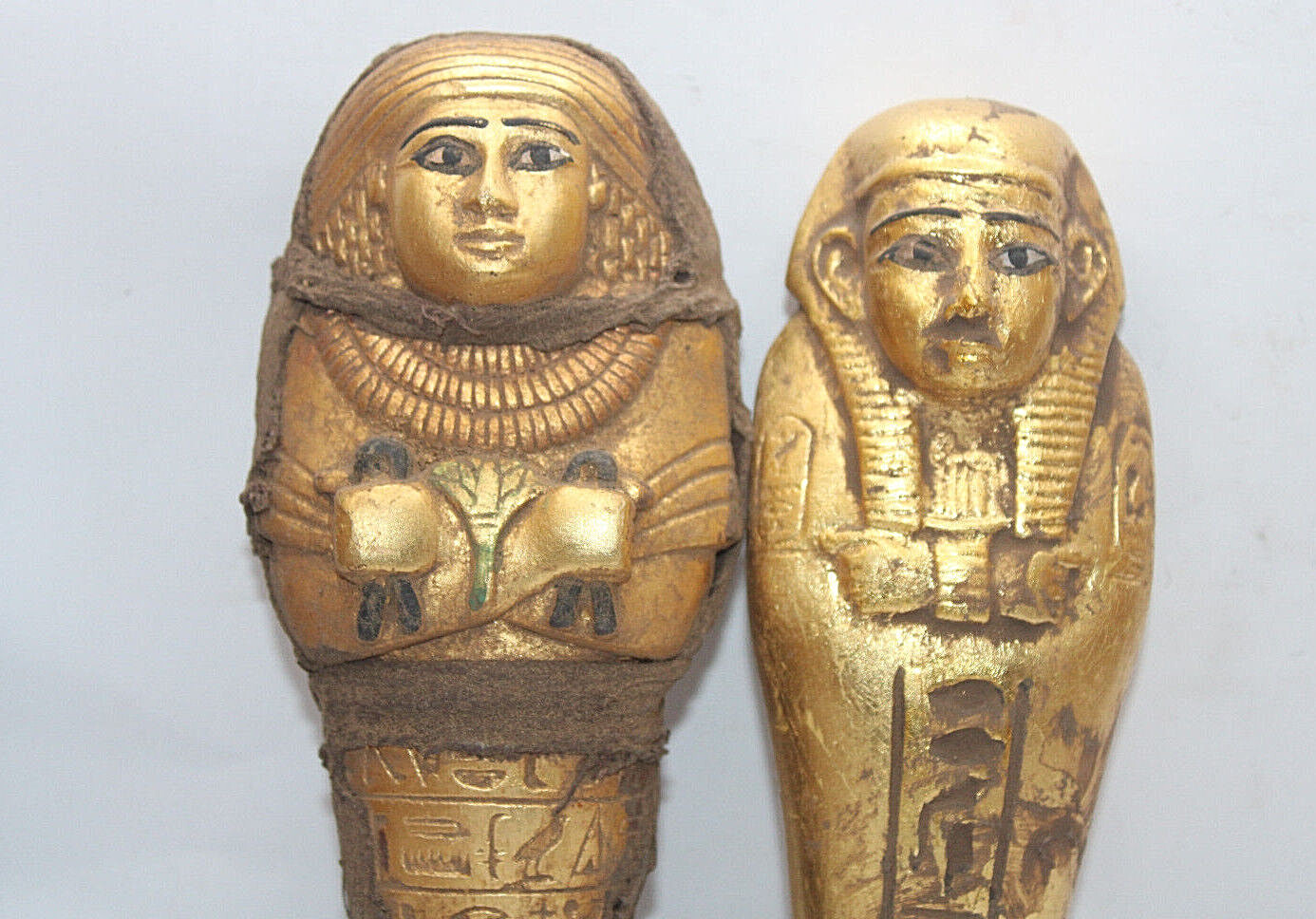 2 ANCIENT EGYPTIAN PHARAONIC HANDMADE Queen Servant USHABTI Shabti Statues (BM)