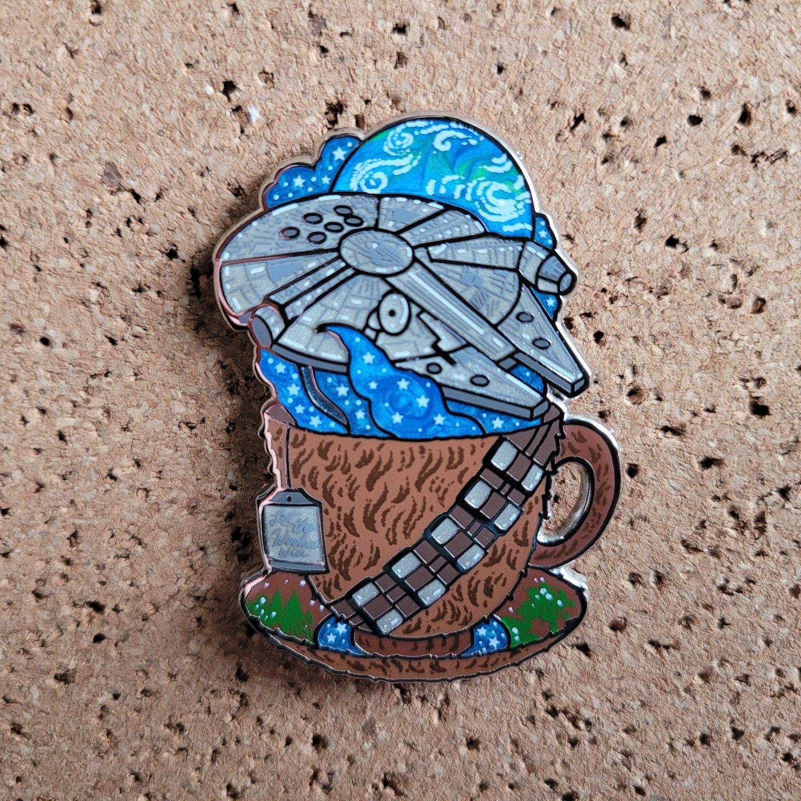 Millennium Falcon & Chewbacca Teacup Star Wars Fantasy Pin - LaserbrainPatchCo