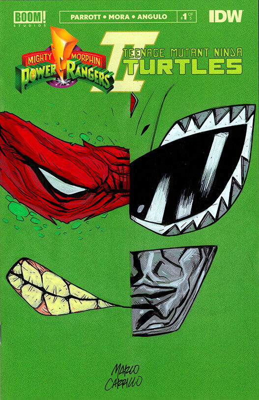 GREEN RANGER & RAPHAEL TMNT power rangers comic cover art by Marco ...