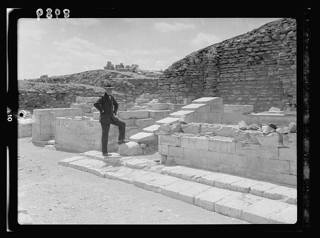Photo:Saqqara Egypt 1900s Temple Excavations Stone Ruins Man Photo:Saqqara Egypt 1900s Temple Excavations Stone Ruins Man