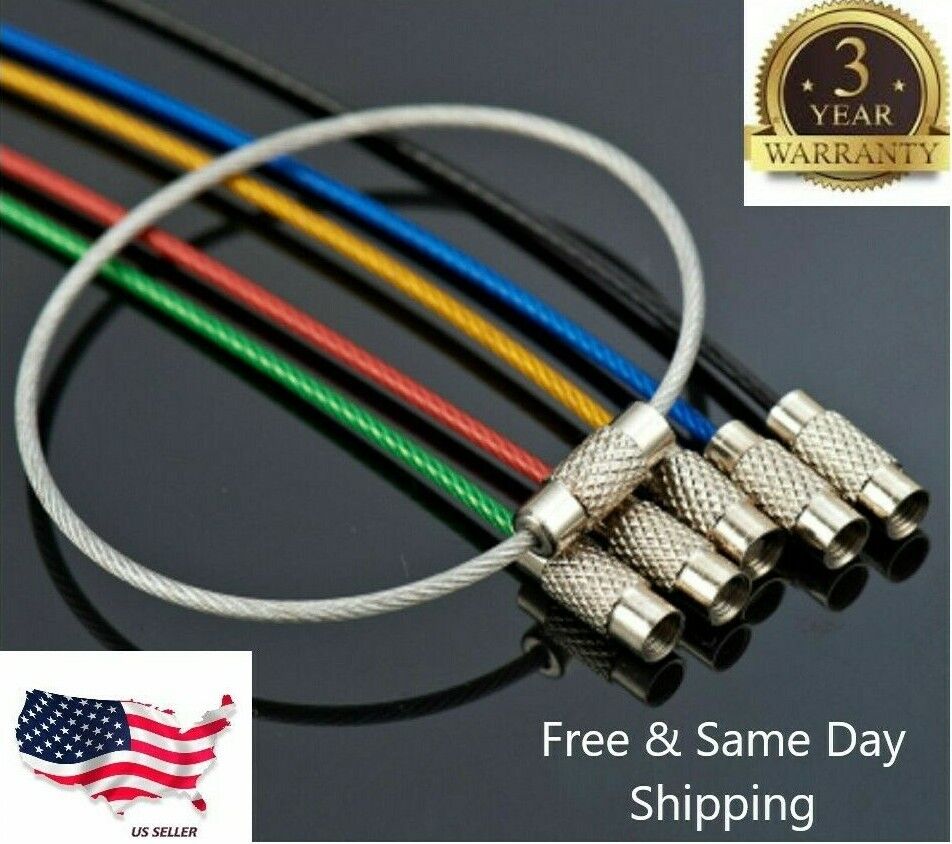 5PCS Stainless Steel Wire Keychain Cable Key Ring Chain Outdoor Hiking Style Hot