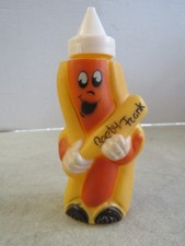 Vintage 1980's Kahn's Hot Dogs Beefy Frank Promotional Mustard Bottle 5.5