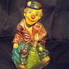 Vintage Style Multicolor Resin Clown Figurine, Circus Theme, 3D Effect picture