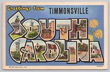 Timmonsville South Carolina, Large Letter Greetings RARE, Vintage Postcard picture