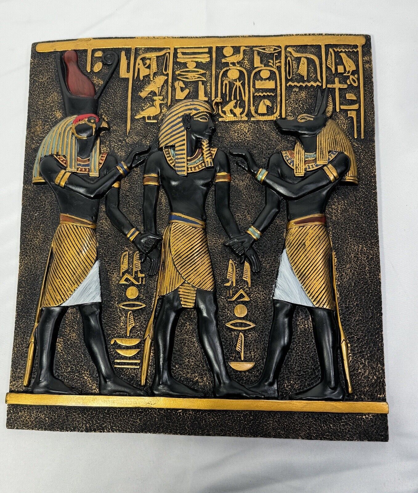 Design Toscano Rameses I Between Egyptian Gods Horus & Anubis Wall Plaque Frieze
