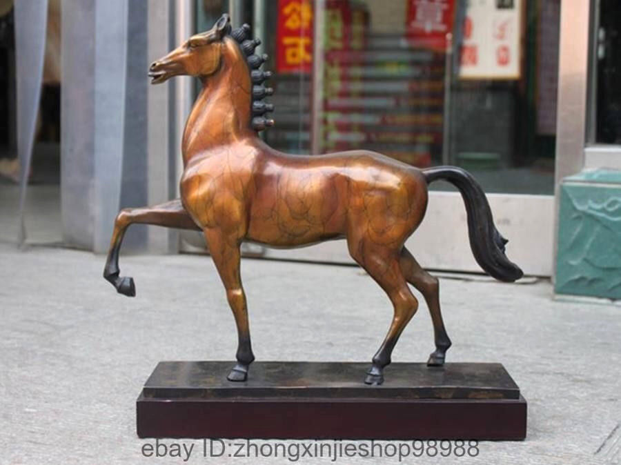Nobility Feng Shui Bronze Copper Bring Success Mustang Horse Decor Art Sculpture