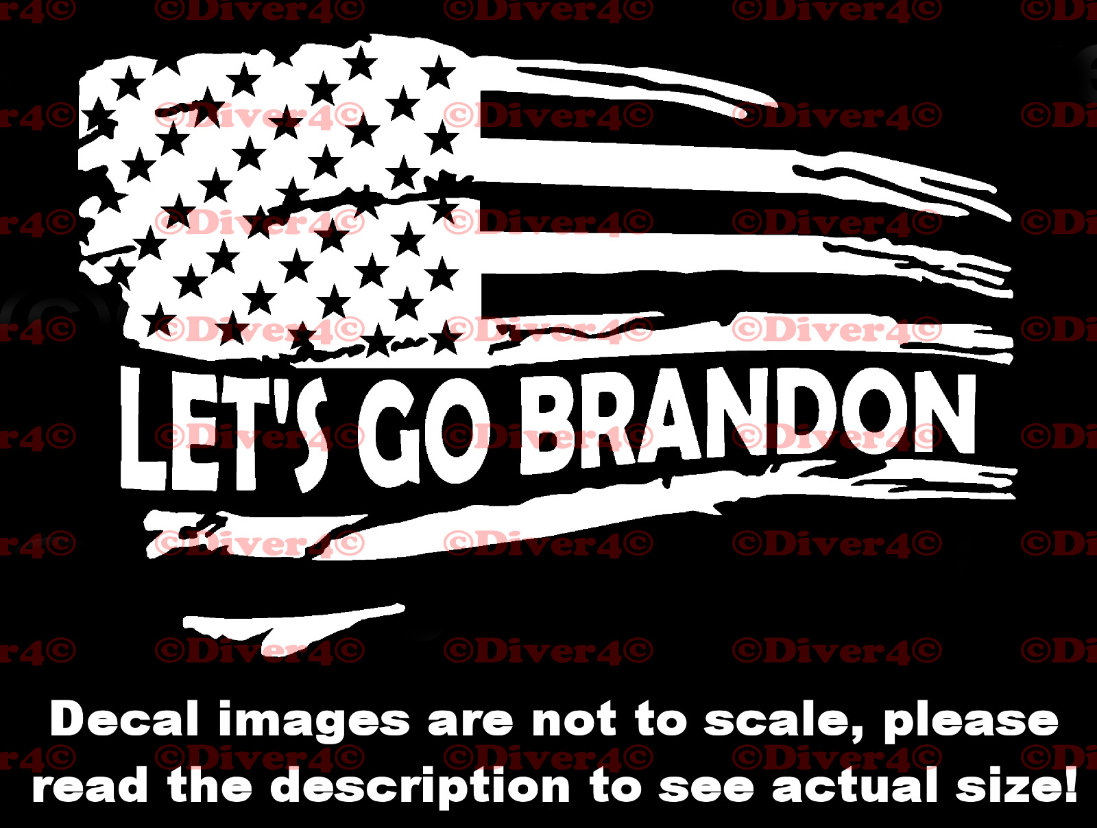 Distressed Flag Let's Go Brandon Decal Bumper Sticker Made in the USA Joe Biden