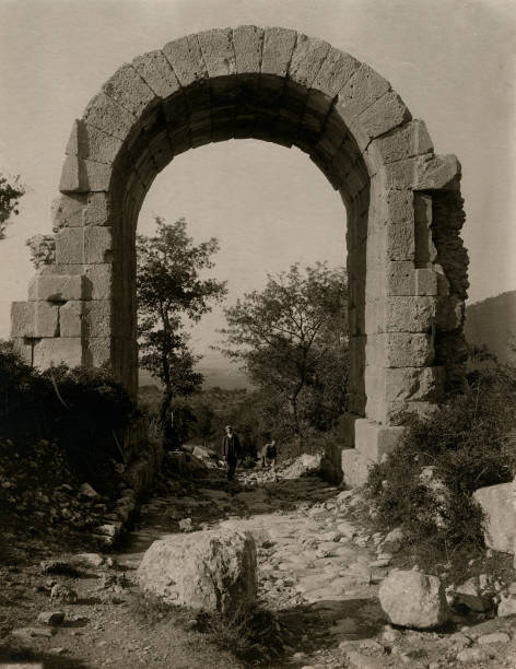Arch of Trajan ancient Roman city of Carsulae Umbria Italy 1905 Old Photo