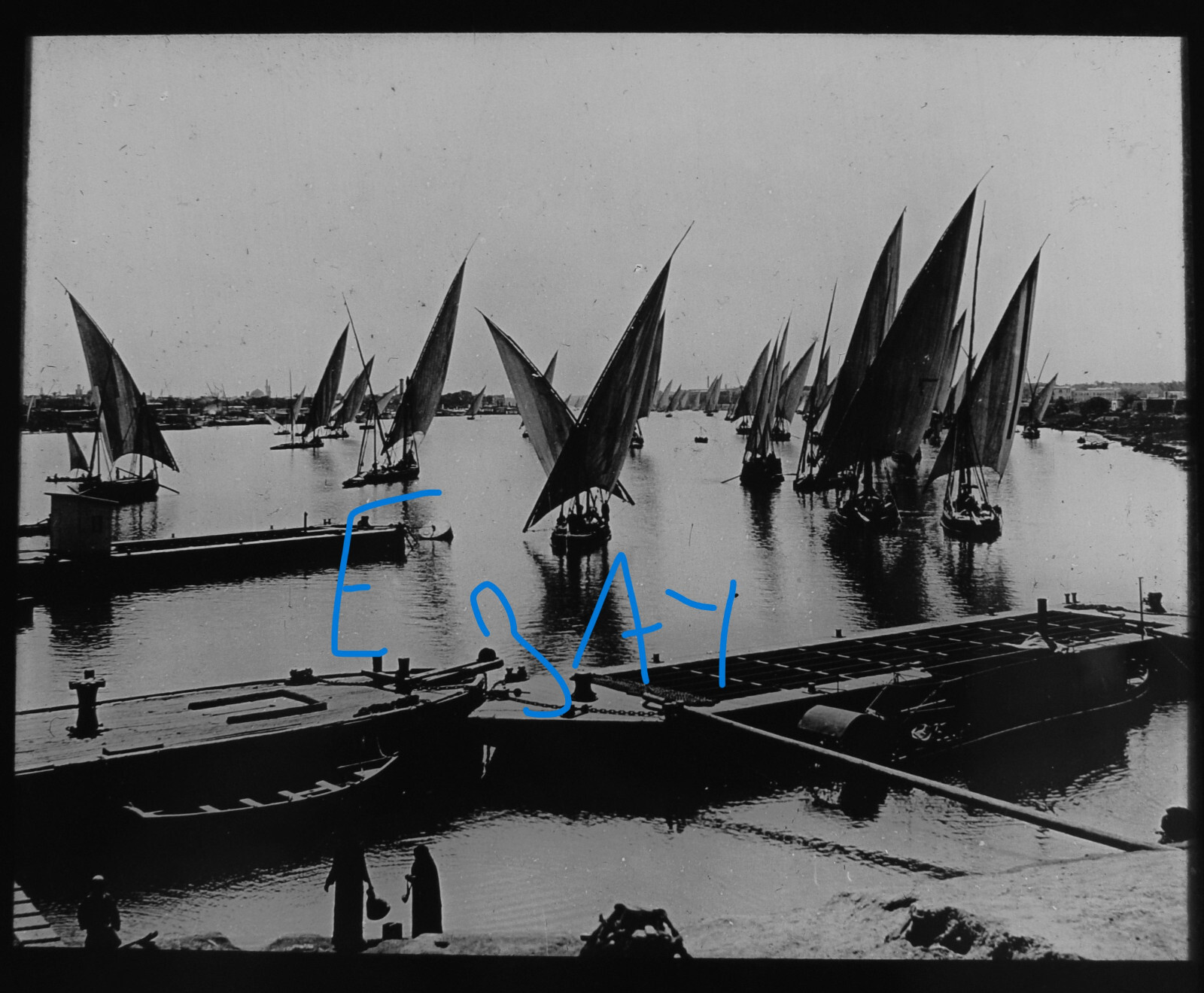 EGYPTIAN FELUCCA BOATS ON THE NILE EGYPT C1930 Magic Lantern Slide VINTAGE PHOTO EGYPTIAN FELUCCA BOATS ON THE NILE EGYPT C1930 Magic Lantern Slide VINTAGE PHOTO