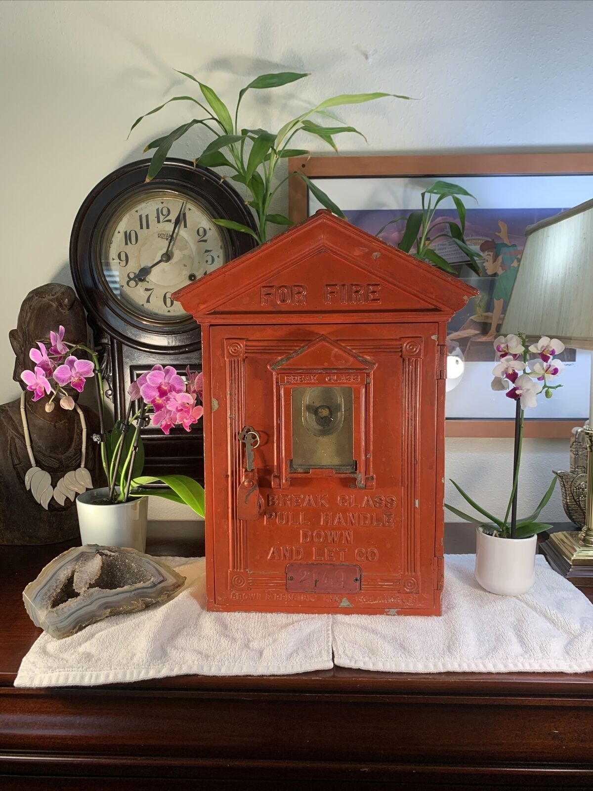 Antique Fire Alarm Call Box Brown & Pengilly LOS ANGELES Complete+Key RARE Nice