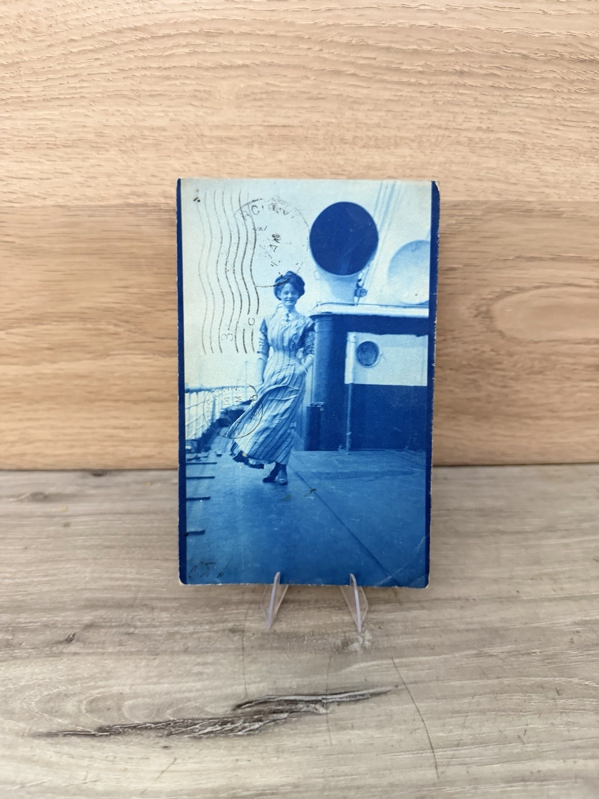 1908 RPPC Woman Aboard Ship Blue Cyanotype Postcard Memphis TN Antique 1908 RPPC Woman Aboard Ship Blue Cyanotype Postcard Memphis TN Antique