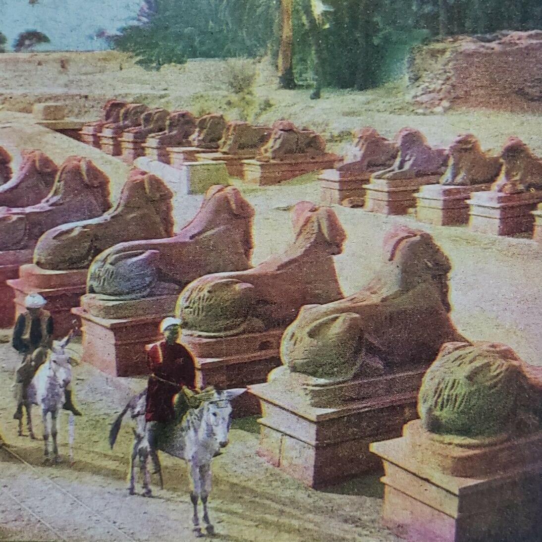 Avenue Sphinxes Karnak Egypt Stereoview c1905 Luxor Temple First Pylon Road C198
