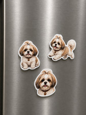 3 Shih Tzu Dog Magnets Puppy Refrigerator Fridge Decor Cute Dog Lover Gift Set picture