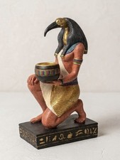 Egyptian God Thoth Candle Holder Statue Figurine Ibis Head Resin Hand Painted picture