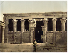 Edfu. Les columns de Pronaos.  Vintage Photochromy PZ, Egypt Photochromy, picture