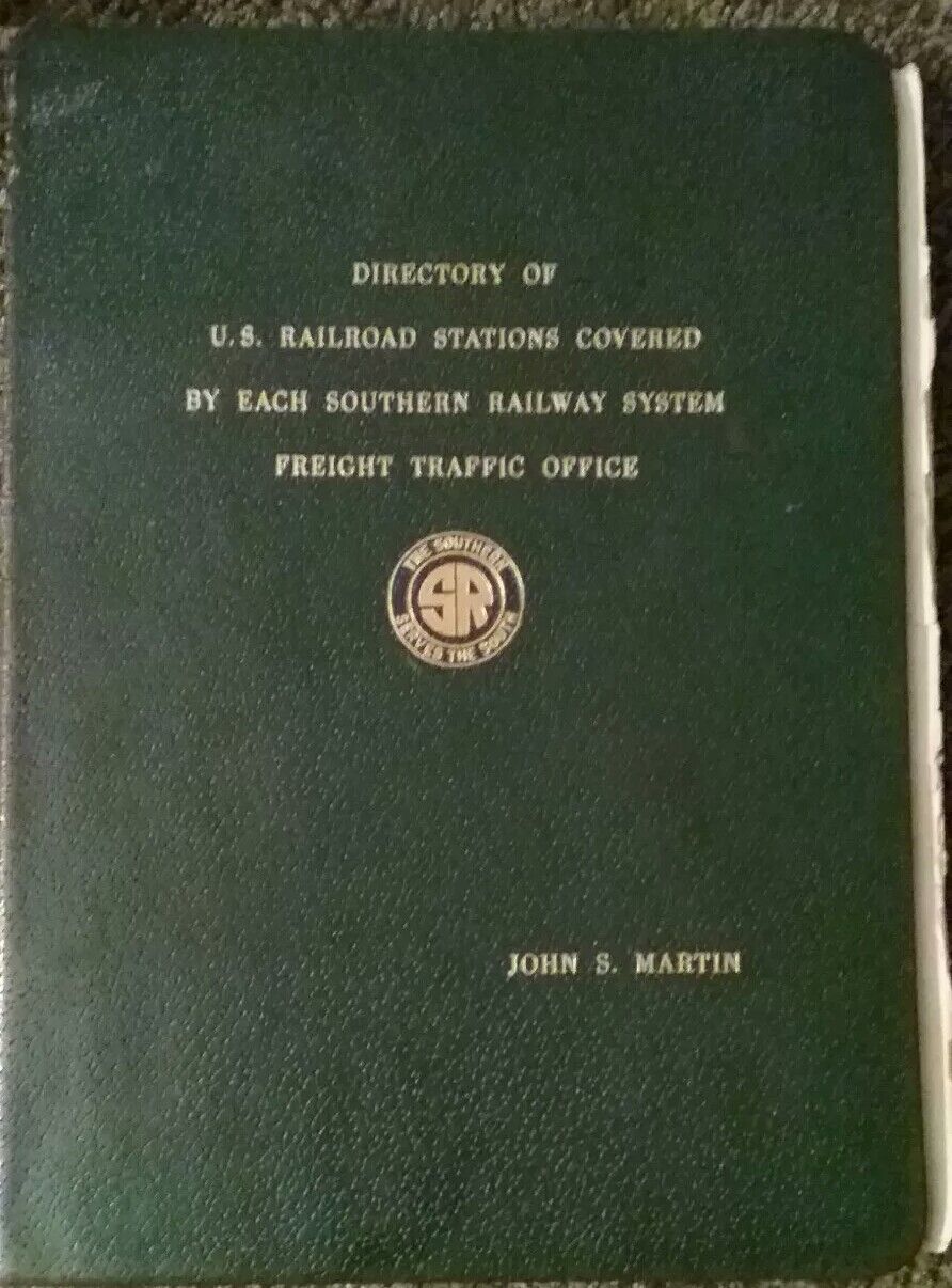 Vintage 1964 Directory U.S. Railroad Stations covered by Southern Railway System