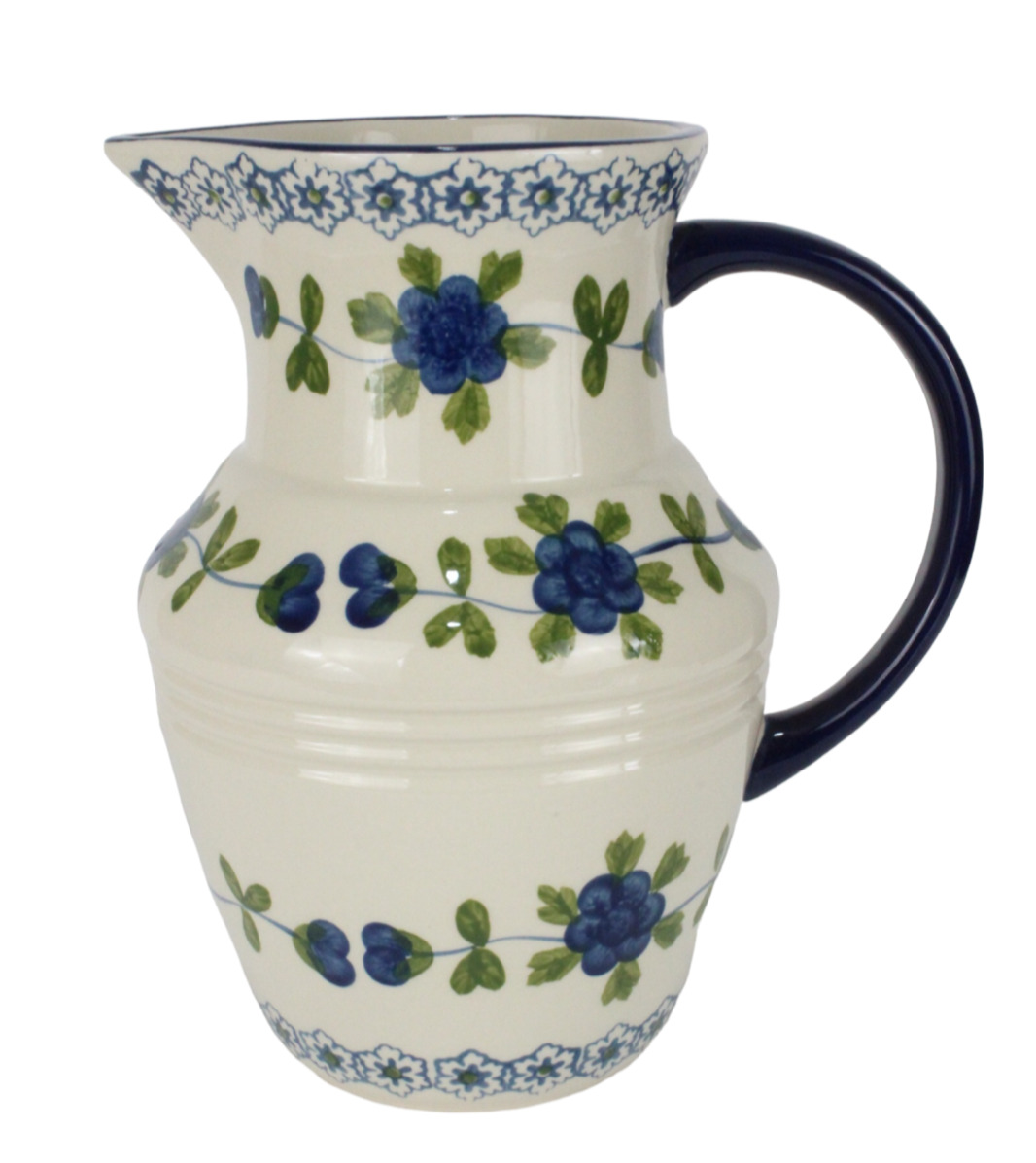 Tabletops Gallery Nicolette Pitcher Blue Floral Ceramic 9”
