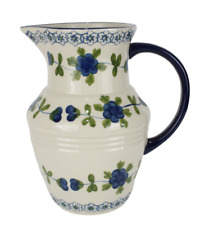 Tabletops Gallery Nicolette Pitcher Blue Floral Ceramic 9” picture
