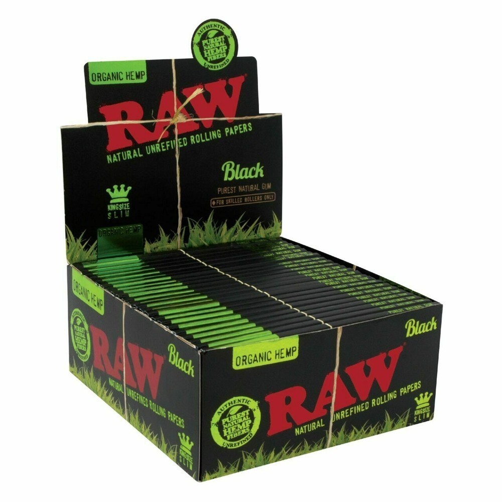 RAW BLACK ORGANIC HEMP KING SIZE SLIM ROLLING PAPER 50count BOX - 100% Authentic RAW BLACK ORGANIC HEMP KING SIZE SLIM ROLLING PAPER 50count BOX - 100% Authentic