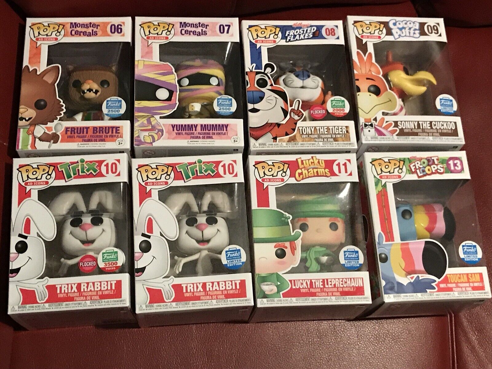 Funko Pop Ad Icons Lot 8 Flocked Tony the Tiger, Sonny,Lucky,Trix Brute Mummy