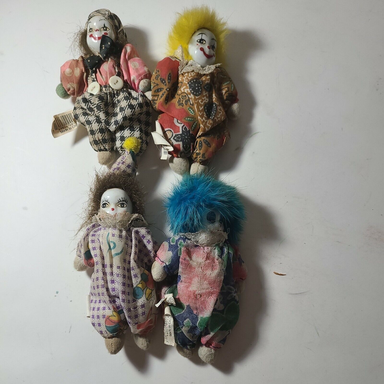 Vintage Hand Painted Porcelain Face Clown Dolls 5\