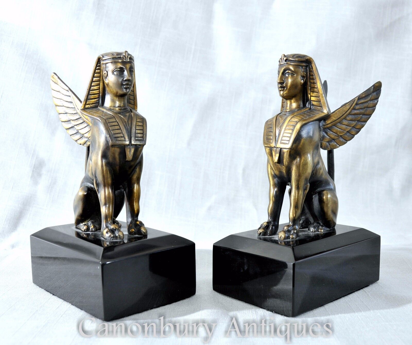 Pair Bronze  Sphinxes - French Empire Sphynx Griffins 