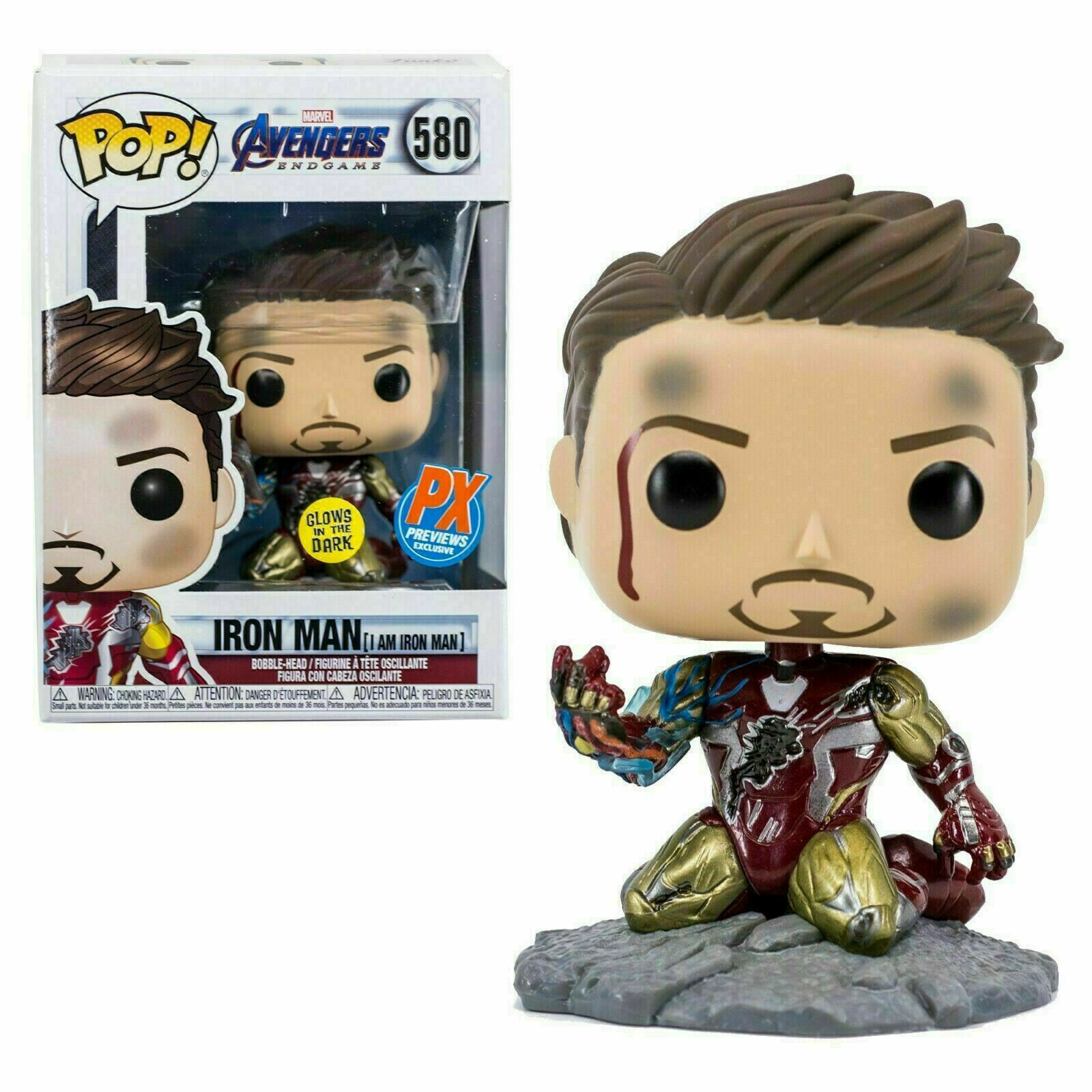 Funko POP Marvel I Am Iron Man #580 PX Previews Exclusive Glow In The Dark