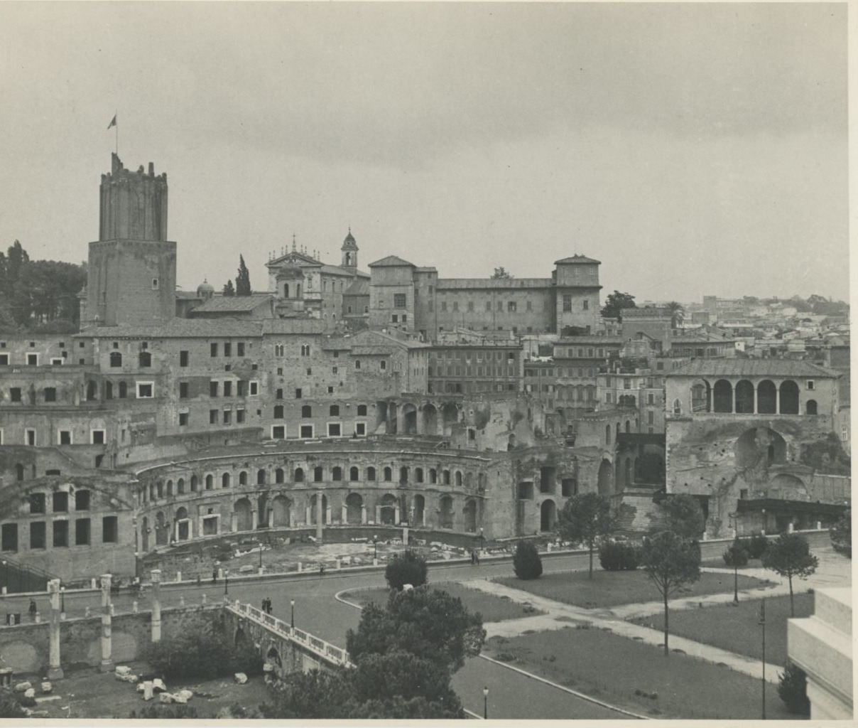 Italy, Rome, the Forum of Trajan Vintage Print Silver Print 17x22  