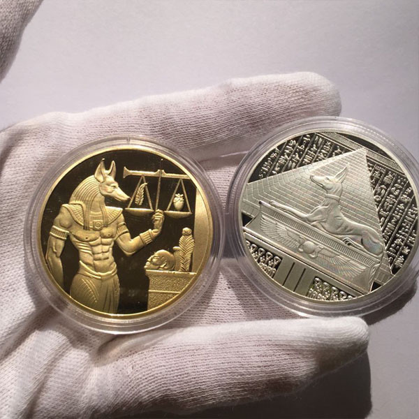2x God of Death Egyptian Mummification Anubis Gold&Silve r Coin ...