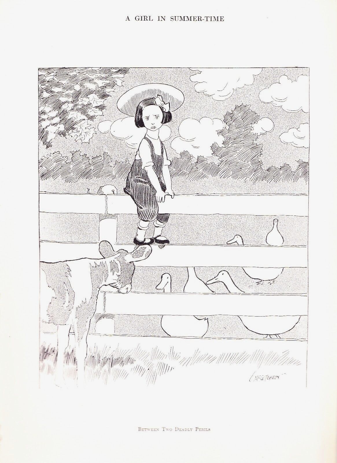 1905 Vintage Lot McCutcheon Pen & Ink Cartoon Prints ~ Girl in Summertime