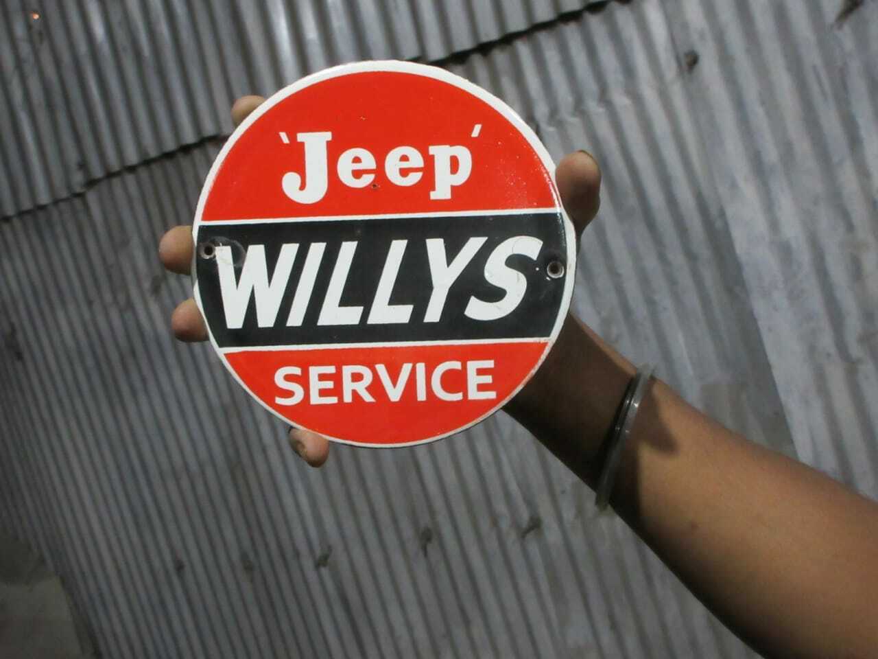 Porcelain Willys Service Enamel Sign Size 6\