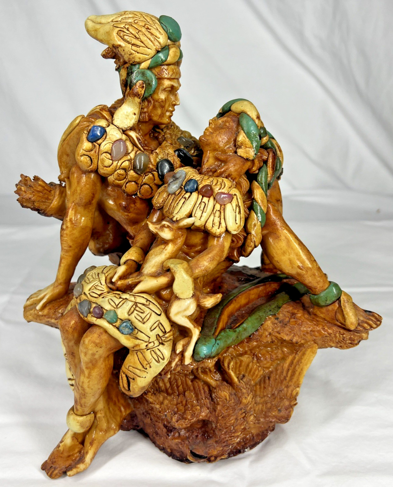 Aztec Scupture Aztec Warrior and Princess Deities 8.5\