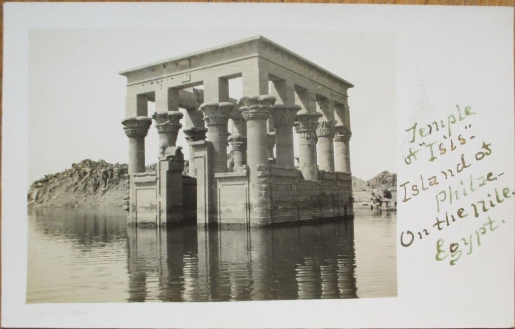 Egypt 1915 Realphoto Postcard: Temple of Isis, Island of Philae on the Nile - 1