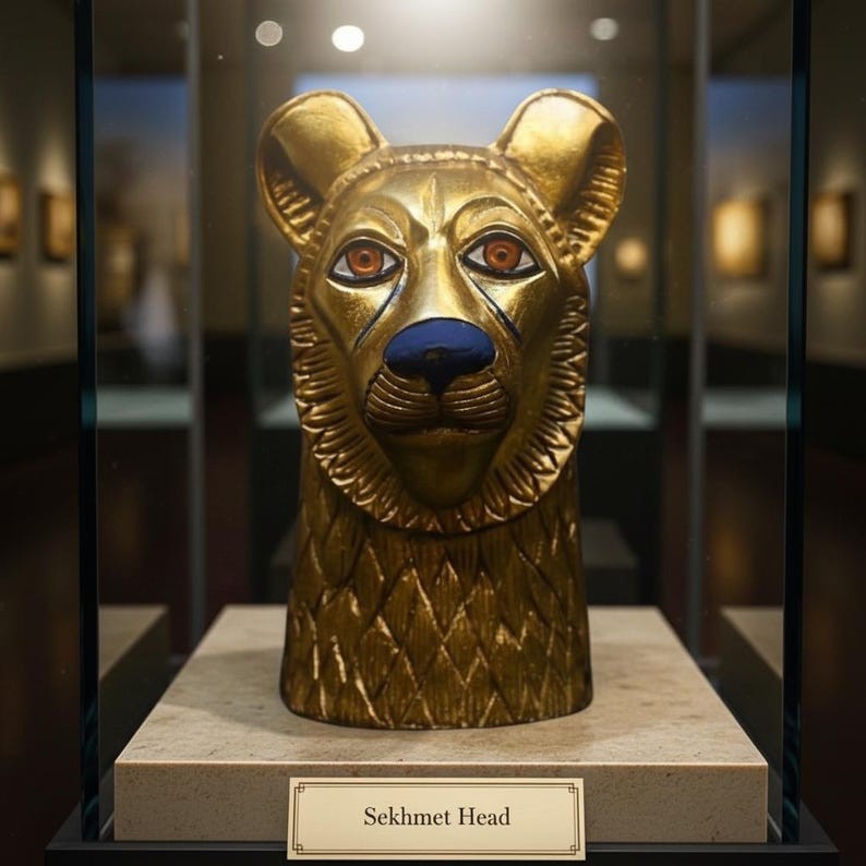 Ancient Egyptian Sekhmet Head Statue Fierce Lioness Goddess of Power ...