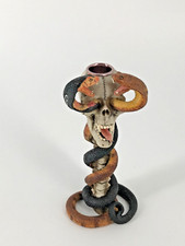 Cobras wrapped on Skull Taper Candle Holder picture