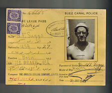 1945 Egypt Suez Canal Shore Leave Pass Revenue Pass US Sailor Harold Suggs picture
