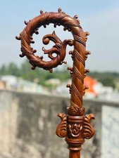 Designer Classic Handcraft Wood Crozier Engraved Walking Sick Cane Gift picture