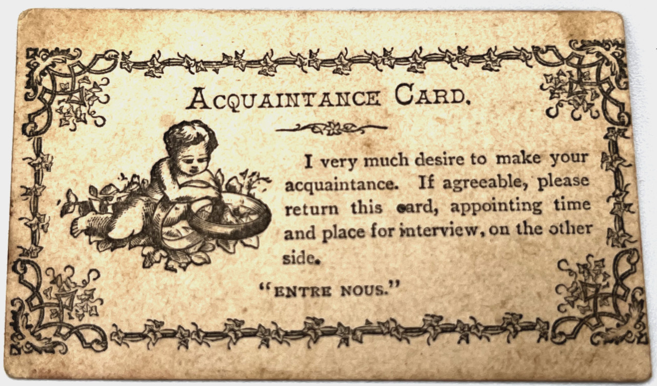 VICTORIAN INTRODUCTION CARD Introduction & Invitation for Love Interest ...