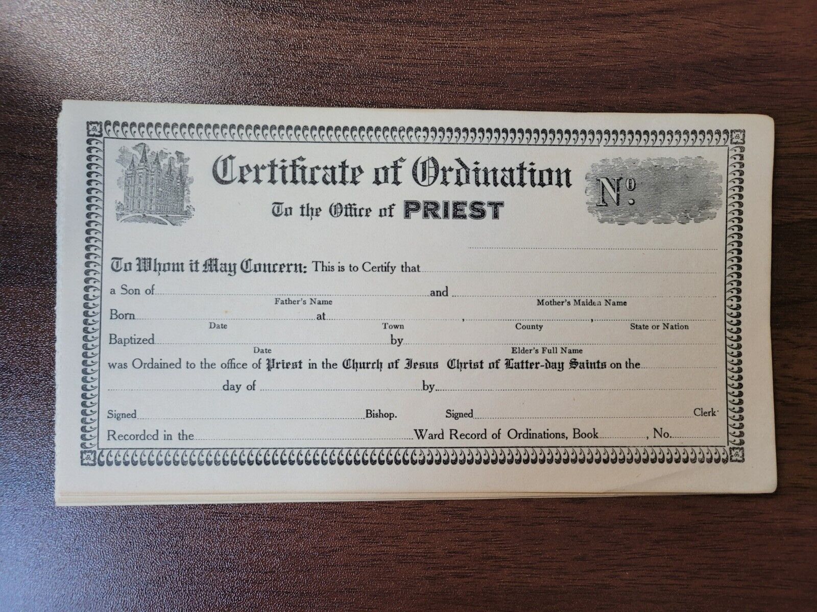 Certificate of Ordination  PRIEST  Priesthood  Vintage LDS Mormon RARE