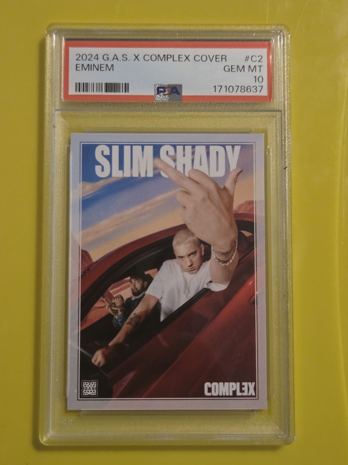 2024 GAS G.A.S. X Complex Cover Eminem #C2 Slim Shady PSA 10 Mint POP 136 2024 GAS G.A.S. X Complex Cover Eminem #C2 Slim Shady PSA 10 Mint POP 136