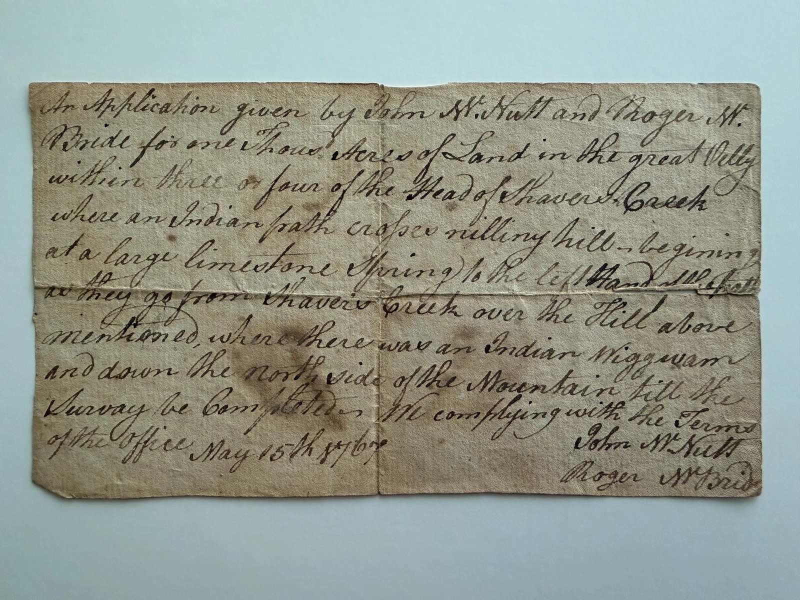 1767 Colonial Virginia Land Office Application – 5,000 Acre Frontier Survey –
