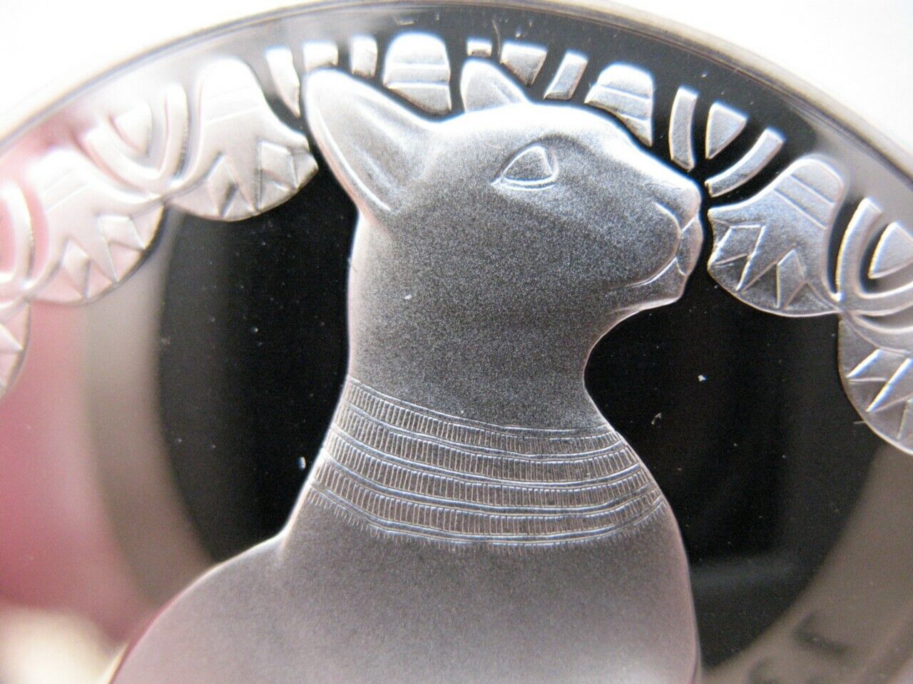 26 GRAMS.925 SILVER RARE FRANKLIN MINT PROOF EGYPT GOOD LUCK KITTY CAT COIN+GOLD