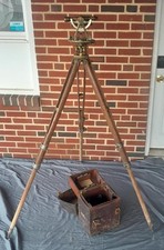 W & L E Gurly brass transit w/ tripod case & manual 1900's great Christmas gift picture