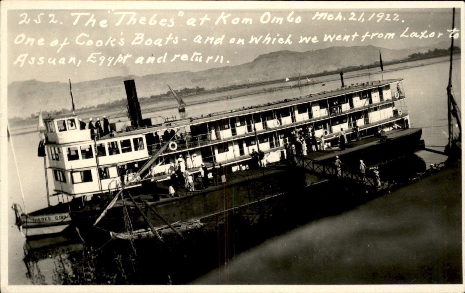 Cook's River Steamer Thebes at Kom Ombo Egypt c1920 Real Photo Postcard bhn Cook's River Steamer Thebes at Kom Ombo Egypt c1920 Real Photo Postcard bhn