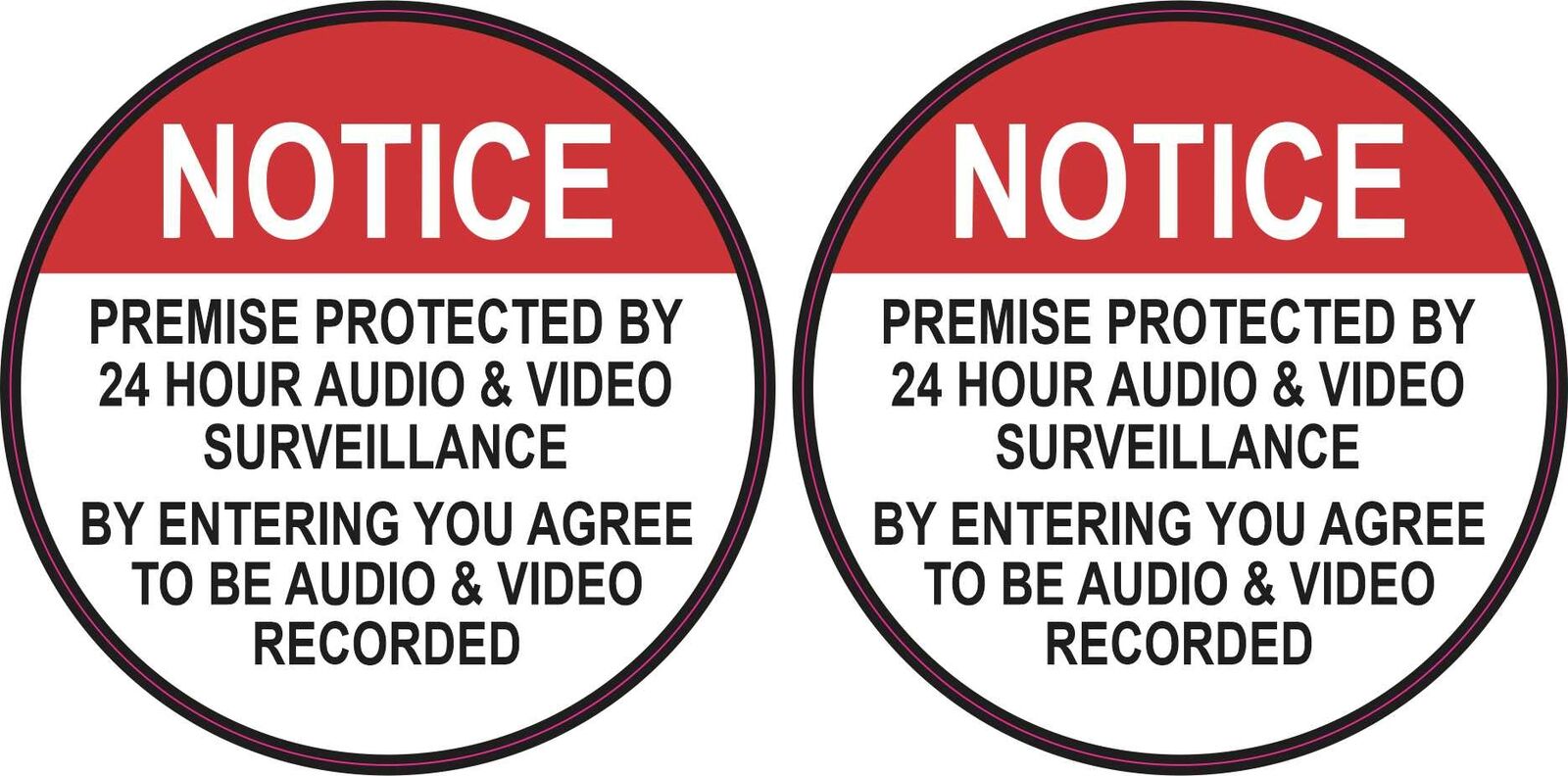 3in x 3in Premise Protected by 24 Hour Surveillance Vinyl Stickers Sign Decal